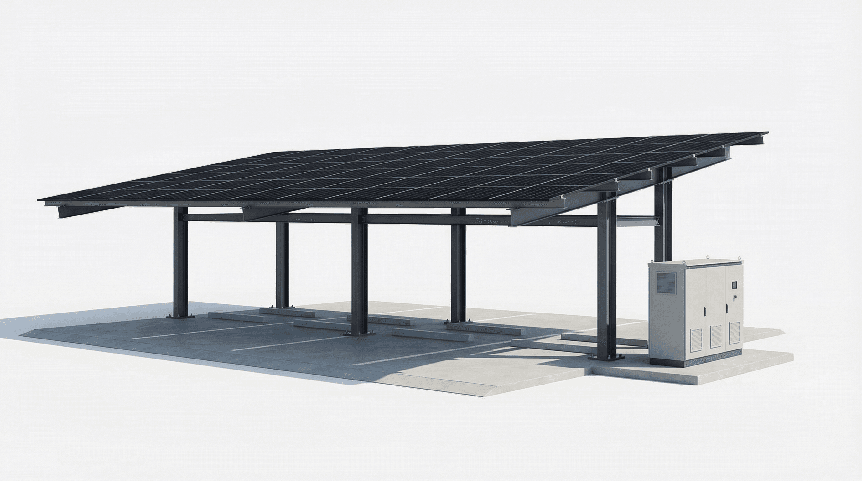 100kW 산업 HJT 고정 카포트 - 고효율 양면 태양광 주차 솔루션