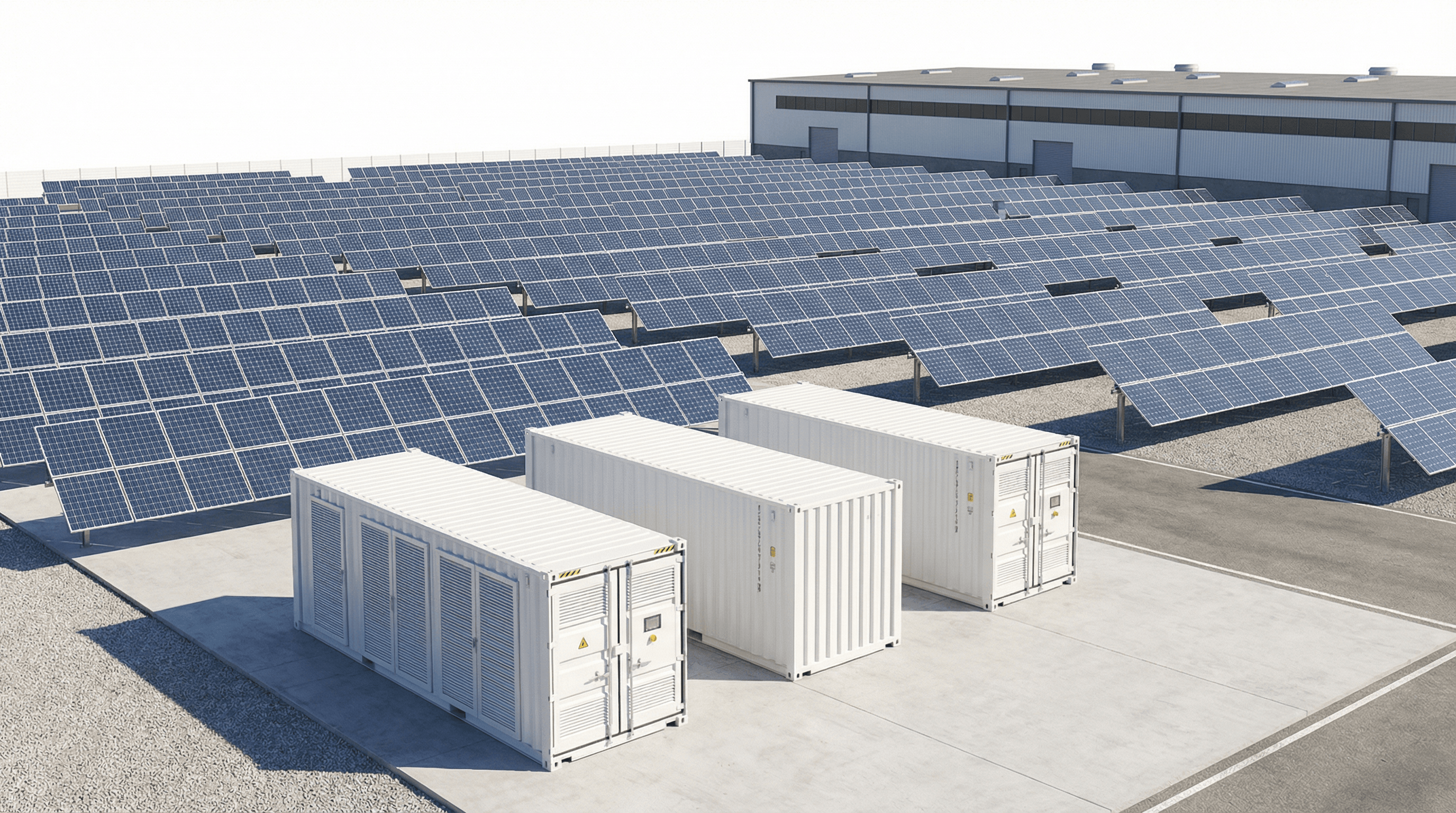 500kW + 1MWh 산업용 하이브리드 - 양면 추적 태양광 및 LFP 저장