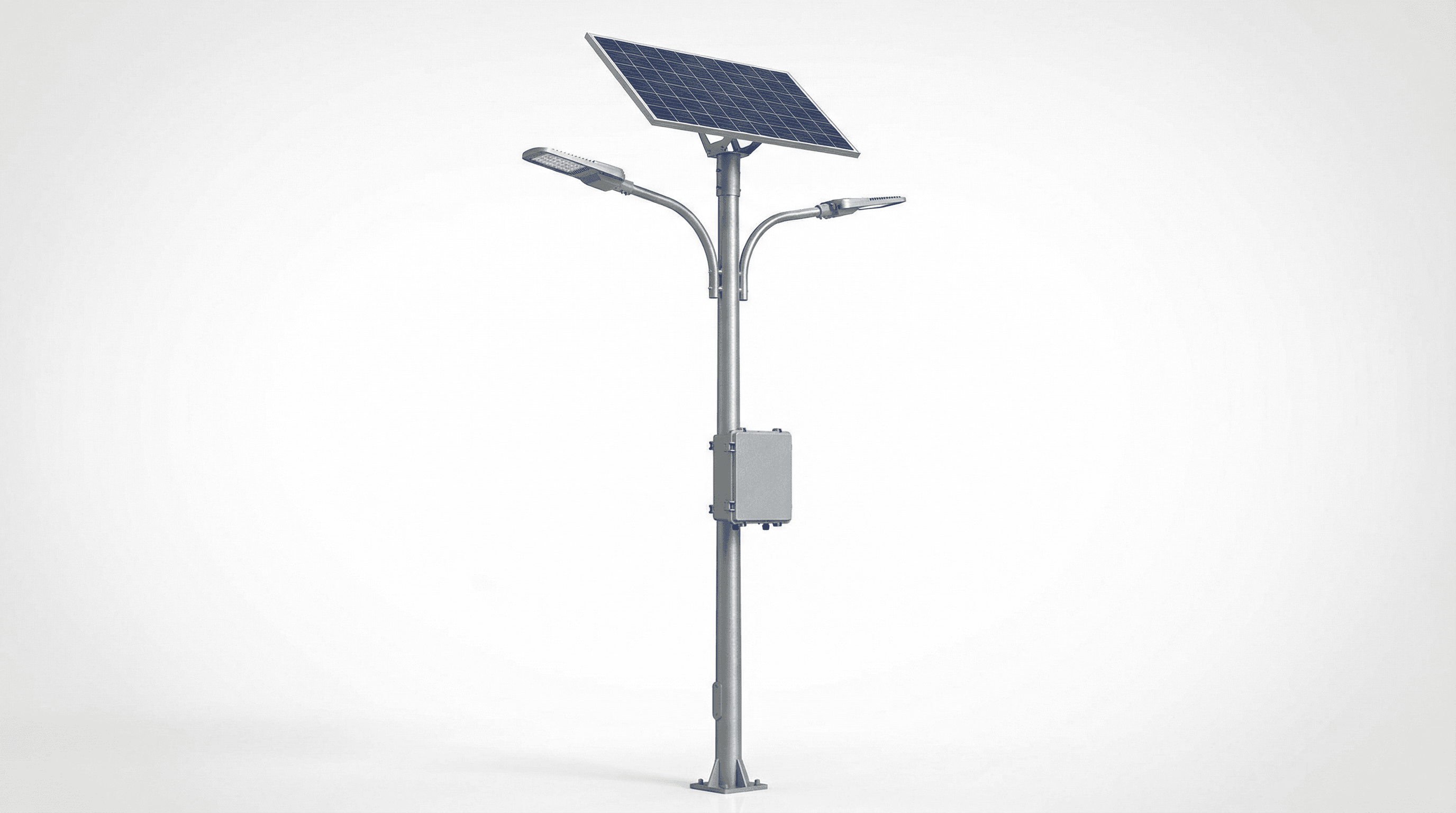 MAXLUMI 14m 플라자 스플릿 200W 듀얼 헤드 태양광 가로등