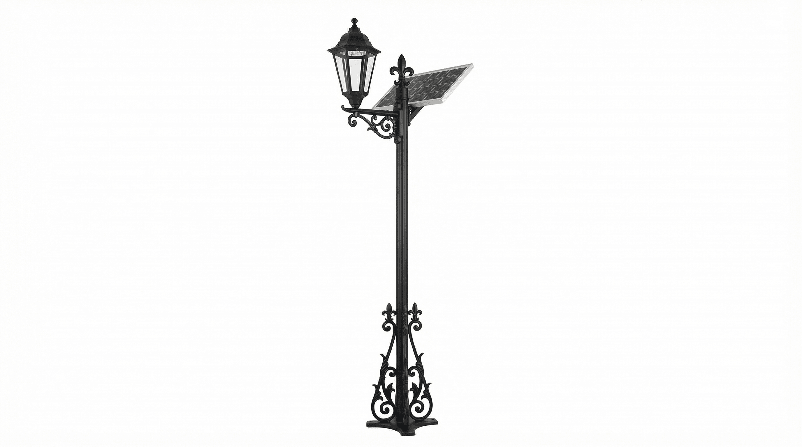 4m 클래식 유럽 정원 태양광 가로등 – 15W LED, 3일 독립 운전